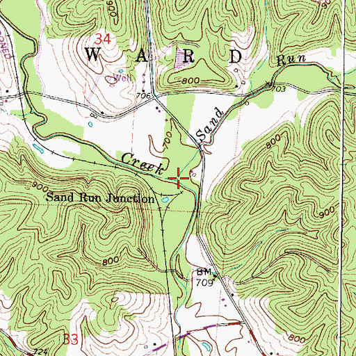 Topographic Map of Sand Run, OH