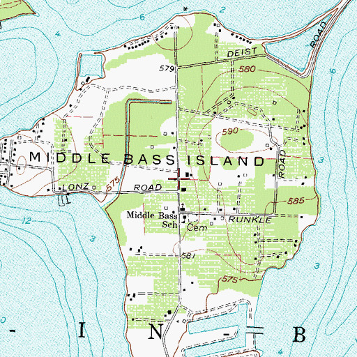 Topographic Map of Bass Islands, OH