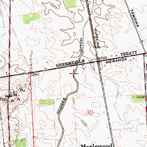 Topographic Map of Hodges Ditch, OH
