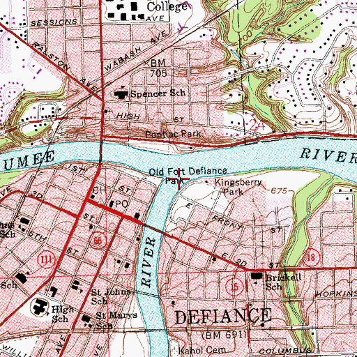 Topographic Map of Auglaize River, OH