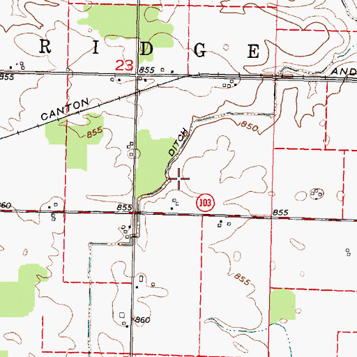 Topographic Map of Bacher Ditch, OH