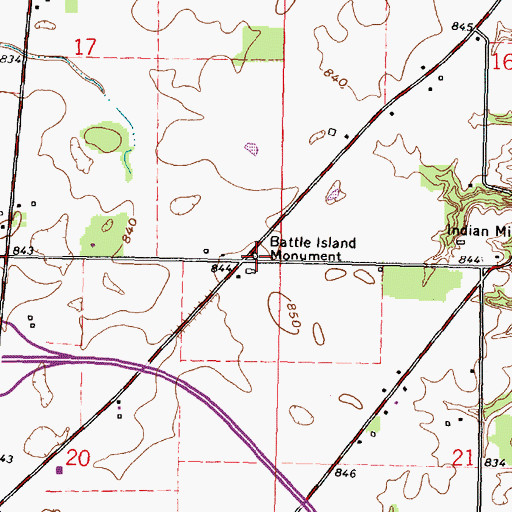 Topographic Map of Battle Island Monument, OH