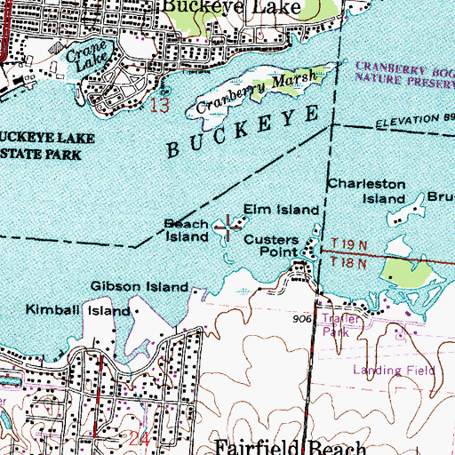 Topographic Map of Beach Island, OH
