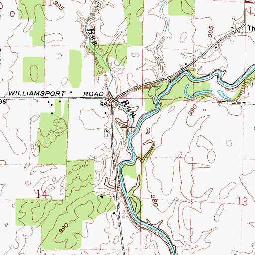 Topographic Map of Bee Run, OH