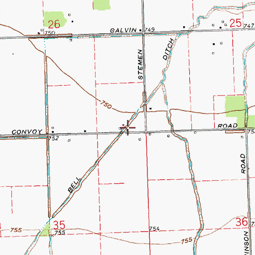 Topographic Map of Bell Ditch, OH