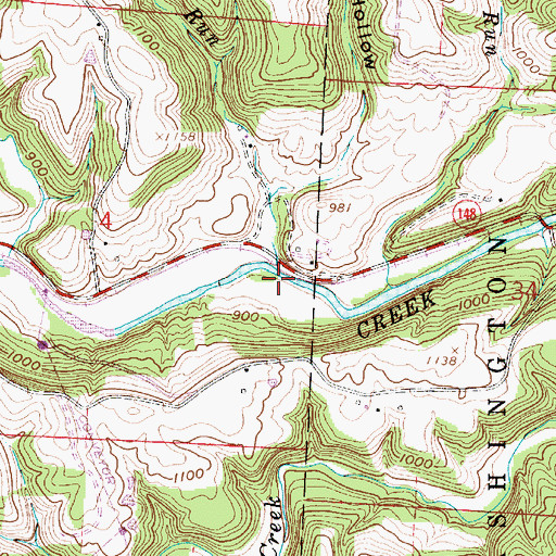 Topographic Map of Berrys Run, OH