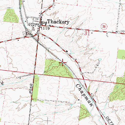 Topographic Map of Blacksnake Creek, OH