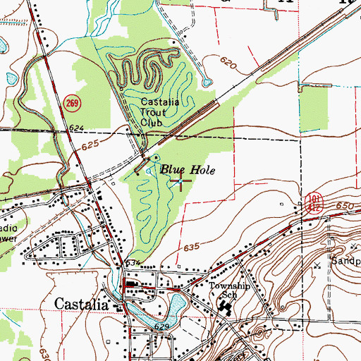Topographic Map of Blue Hole, OH