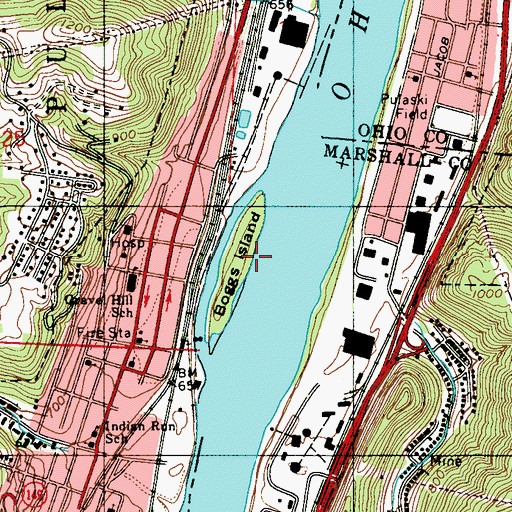 Topographic Map of Boggs Island, WV