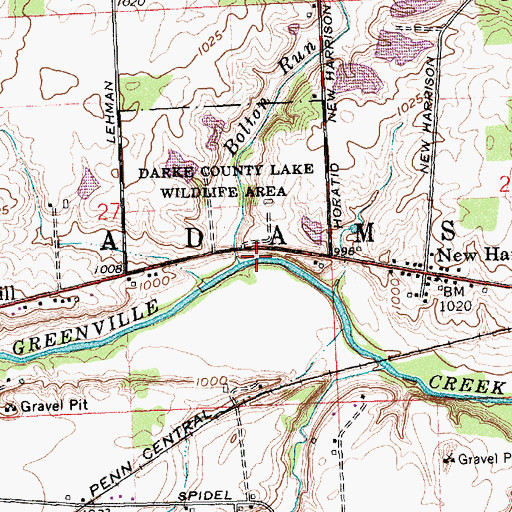 Topographic Map of Bolton Run, OH