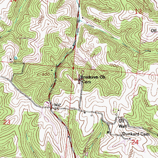 Topographic Map of Brethren Church, OH