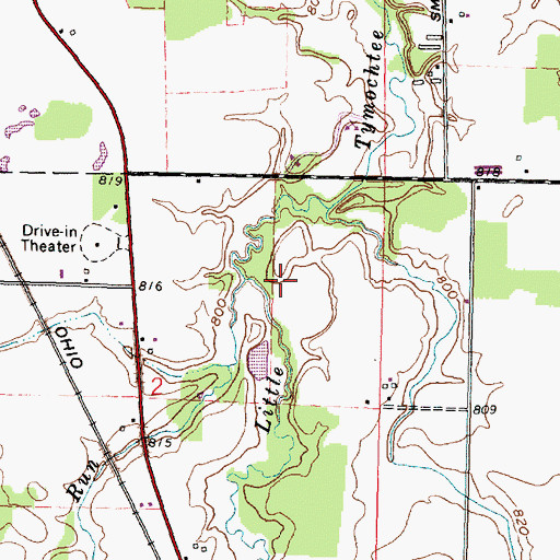 Topographic Map of Browns Run, OH