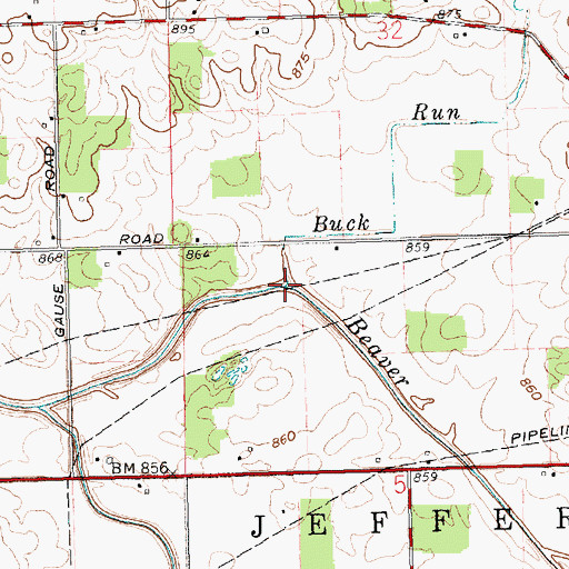 Topographic Map of Buck Run, OH