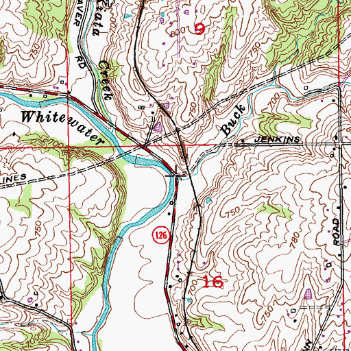 Topographic Map of Buck Run, OH