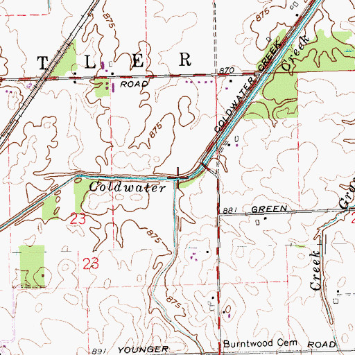 Topographic Map of Burntwood Creek, OH