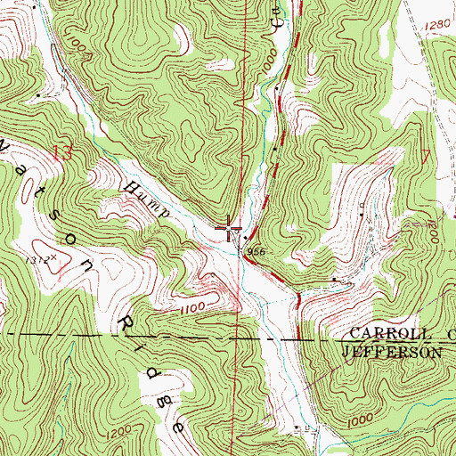 Topographic Map of Carroll Run, OH