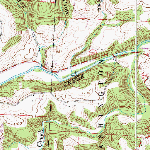 Topographic Map of Casey Run, OH
