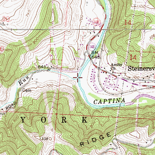 Topographic Map of Cat Run, OH