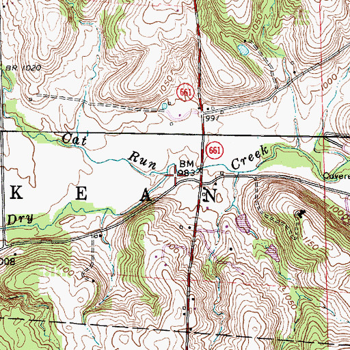 Topographic Map of Cat Run, OH