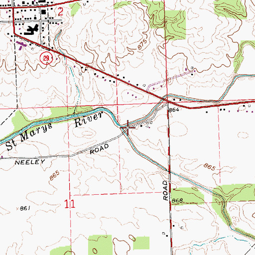 Topographic Map of Center Branch, OH