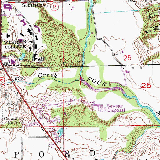 Topographic Map of Collins Creek, OH