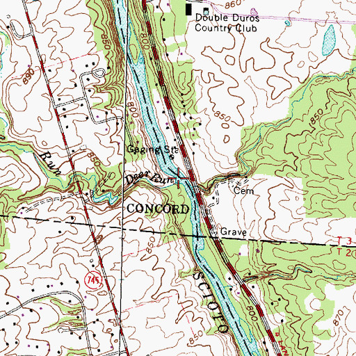 Topographic Map of Deer Run, OH
