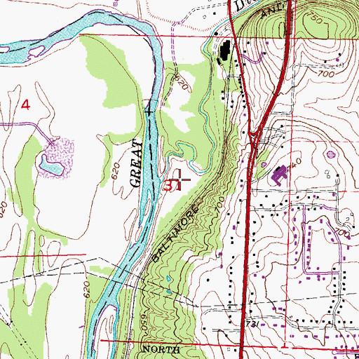 Topographic Map of Dicks Creek, OH