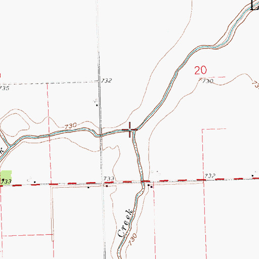 Topographic Map of Dry Creek, OH