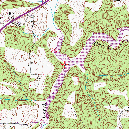 Topographic Map of East Fourmile Creek, OH
