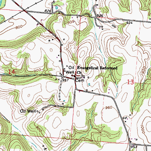 Topographic Map of Evangelical Reformed Church, OH
