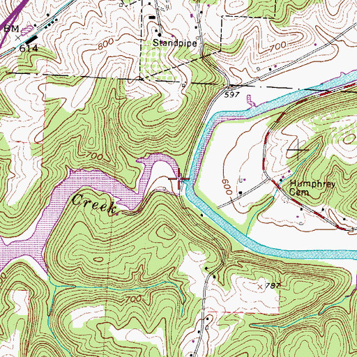 Topographic Map of Fourmile Creek, OH