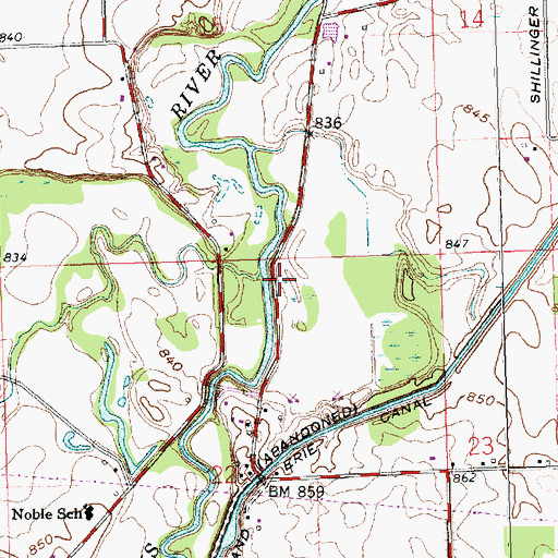 Topographic Map of Fourmile Creek, OH