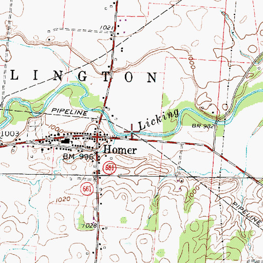 Topographic Map of Goose Run, OH