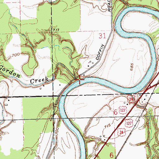 Topographic Map of Gordon Creek, OH