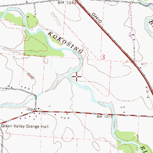 Topographic Map of Granny Creek, OH