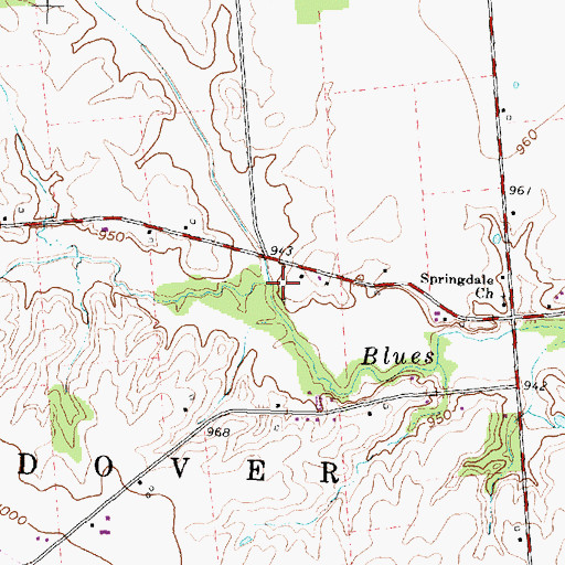 Topographic Map of Grassy Run, OH