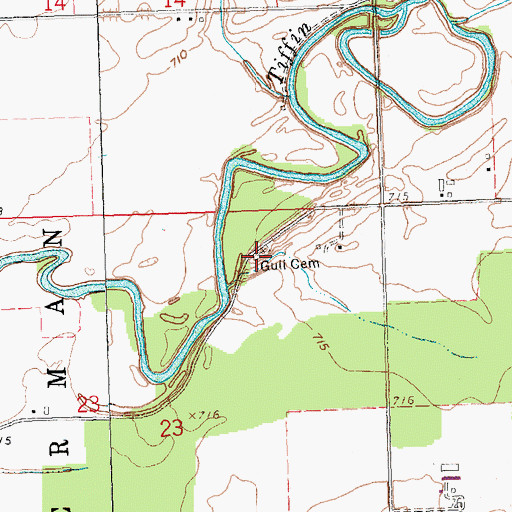 Topographic Map of Gull Cemetery, OH