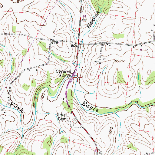 Topographic Map of Hannah Run, OH
