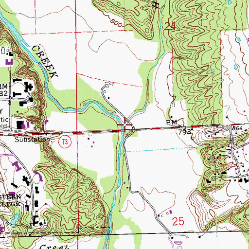 Topographic Map of Harkers Run, OH