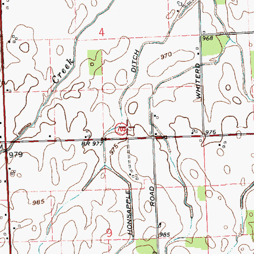 Topographic Map of Honsapple Ditch, OH