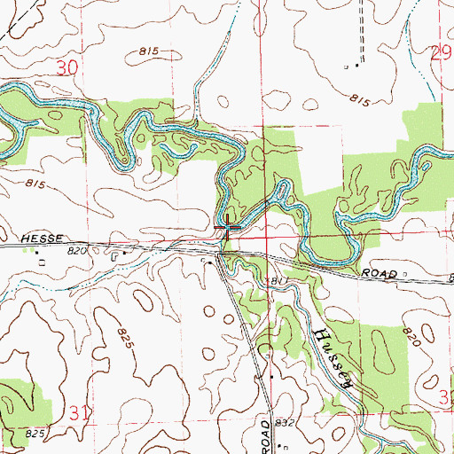 Topographic Map of Hussey Creek, OH