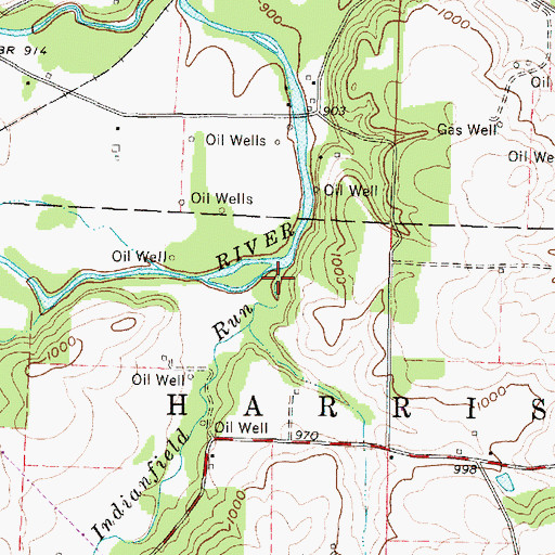 Topographic Map of Indianfield Run, OH