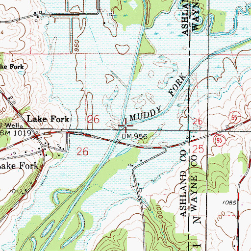 Topographic Map of Jerome Fork, OH