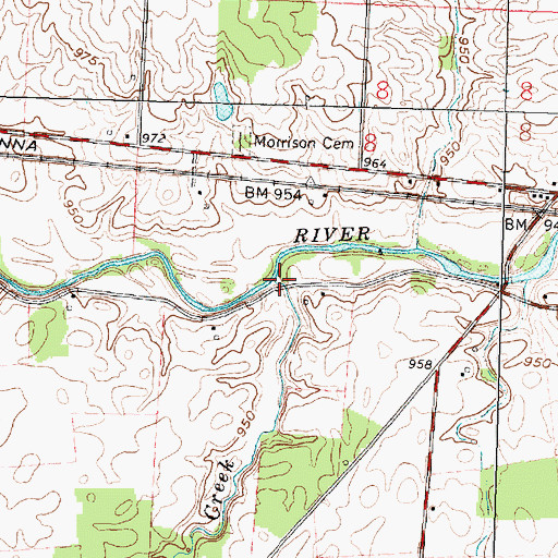 Topographic Map of Jims Creek, OH