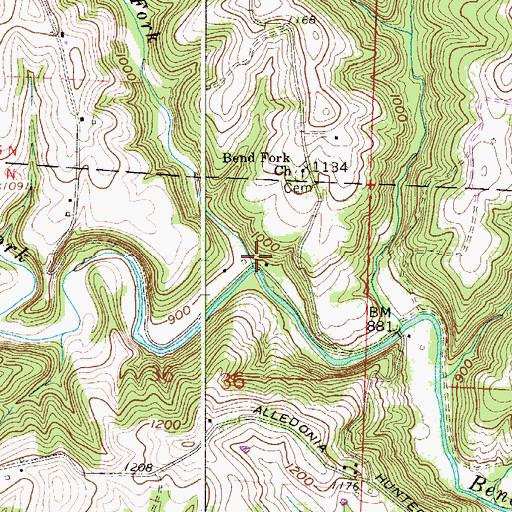 Topographic Map of Joy Fork, OH