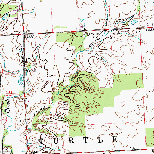 Topographic Map of Kiser Ditch, OH