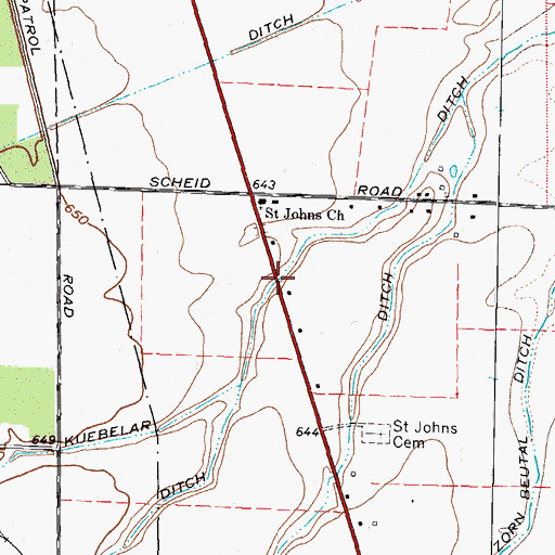 Topographic Map of Kuebelar Ditch, OH