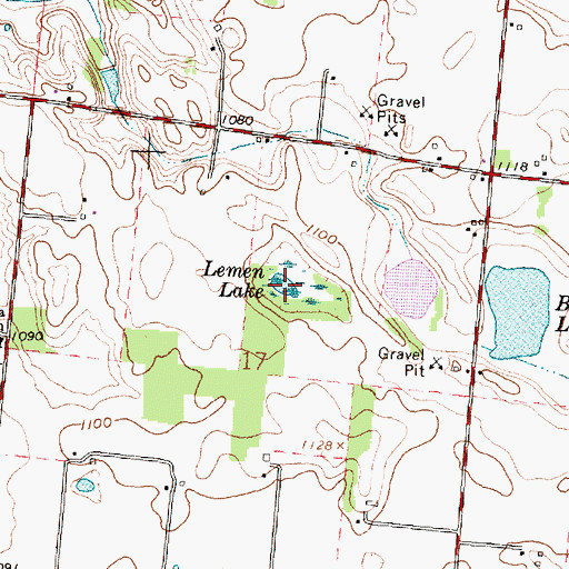 Topographic Map of Lemen Lake, OH