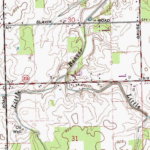 Topographic Map of Little Bear Creek, OH