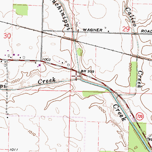 Topographic Map of Little Muchinippi Creek, OH